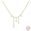 Plata de ley S925 ins minimalista estrella de cinco puntas meteorito colgante collar apilado temperamento japonés y coreano cadena para clavícula de uso diario