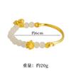 Pulsera media de Loto de Jade Dorado para mujer, joyería de temperamento, pulsera de Loto, accesorios de oro de imitación, gema sintética, suministro para combinar con todo