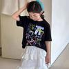 Camiseta de Manga Corta para Niña Little Red Fish 2026 Moda Infantil Coreana Top con Lazo Negro Camiseta Interior