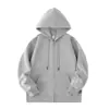 Moletom com zíper e capuz duplo de algodão chinês 320g, estilo outono, casual, versátil, solto, moderno, moletom masculino liso