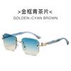 Gafas de Sol Poligonales Recortadas Sin Montura de Leopardo Gafas de Sol Retro Europeas y Americanas para Conducir Moda Protección UV