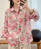 Camisa de Ramio Floral de Manga Larga de Verano para Mujer, Corte Holgado, Adelgazante, Blusa Versátil con Estampado Floral, Venta al por Mayor Transfronteriza