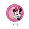 Entra en el Nuevo Escenario de Decoración para Fiesta de Cumpleaños Infantil con Temática de Minnie Rosa con Platos de Papel, Vasos de Papel y Set de Servilletas de Papel