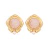 [Ice Meng] Pendientes retro de acero inoxidable con diseño de flor y perla, venta al por mayor, nuevos pendientes transfronterizos E590