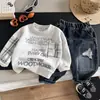 Conjunto de Primavera y Otoño para Niños 2026 Nuevo Elegante Ropa Infantil para Bebés Sudadera con Mangas Patchwork de Tendencia Cuello Redondo Conjunto de Dos Piezas