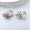Chapado en Cobre con Oro Real, Conserva el Color, Oro de 18 Quilates Incrustado con Circonita, Mariposa, Flor de Cerezo, Cierre de Perla, Accesorios para Pulseras y Collares Hechos a Mano para Manualidades