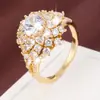 Anillo Popular Exquisito de Flor de Rosa Xiyin con Circonita Brillante, Artesanía de Alta Gama, Anillo de Dedo Índice de Cobre Puro, Venta al por Mayor de Joyería