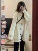 Casaco de tricô cinza de comprimento médio para mulheres outono e inverno outerwear estilo japonês preguiçoso retrô estilo leitoso usar macio pegajoso cardigã de tricô