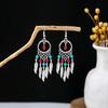 Estilo étnico Miao Silver Tassel Brincos Bohemian Turquesa Tassel Brincos Minorias étnicas Atrações turísticas Brincos