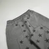 Calça masculina estilo americano de rua, cordão, retalhos, perna reta, moderna, modelagem solta, novo estilo, versátil, calça longa de perna larga para homens