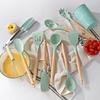 Spot Juego de Utensilios de Cocina de Silicona 750g Juego de 12 Piezas Utensilios de Cocina con Mango de Madera Espátula Antiadherente Herramientas de Cocina Juego de Cocina