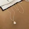 Colar de Corrente para Clavícula Irregular com Laço Coração e Franja Estilo Retro Outono e Inverno Design de Nicho Colar Versátil Estilo Cool