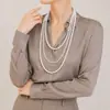 Collar de Perlas de Celebridad de Internet Cadena para Suéter de Mujer Lujo Accesible Nicho Nuevo Collar de Moda Diseño Largo de Alta Gama