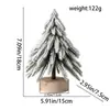 Nuevo árbol pequeño decorativo de Navidad con base de tronco, simulación de mini árbol de Navidad con nieve, adornos de escritorio, árbol decorativo de cedro
