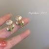 Pendientes de plata S925 con forma de flor nueva, estilo coreano, con diseño de temperamento simple y estilo TikTok para mujer, pendientes transfronterizos