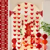 Set de decoración de boda con pegatinas largas de personaje "feliz", cortinas colgantes y guirnaldas de mariposas para decorar el dormitorio y la sala de estar del nuevo hogar.