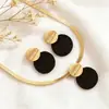 Brincos, Brincos de Disco de Metal Bicolor para Mulheres, Simples, Modernos, Versáteis, Conjunto de Brincos e Colar de Cor Contrastante para Mulheres