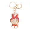 Llavero de Metal con Anillo de Conejo Goteando Aceite Animal del Zodiaco Conejito Pequeño Colgante de Llave con Pedrería Venta Caliente Transfronteriza en Stock