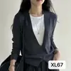 Elegante blusa de tricô com gola V, estilo duas peças falsas, para mulheres, novo modelo outono 2026, blusa de manga longa em camadas, estilo coreano, afina a silhueta.