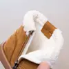 Botas de nieve para niños 2025 invierno zapatos de pelo niñas más terciopelo Birkenstock botas de cuero niño mediano cálido cómodas dos botas cortas de algodón