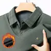 Comércio Exterior Transfronteiriço Masculino Casual Gola Reversível Camiseta Falsa de Duas Peças Moda Outono e Inverno Manga Longa Forrada com Fleece Espessada Camada Base de Algodão Puro