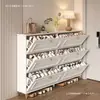Gabinete para zapatos ultra delgado estilo crema con puerta abatible para entrada del hogar, popular gabinete pequeño para recibidor, zapatero económico que ahorra espacio