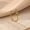 Anel de Folha Geométrica Fresco e Estiloso Anel de Luxo Leve Joias com Zircônia Microfixada Joias Versáteis Estilo Japonês e Coreano