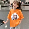 Camiseta de Manga Curta para Meninas 2026 Nova Roupa de Verão para Crianças Algodão Puro Manga Meia Manga Roupa para Meninas Roupas de Verão para Crianças Maiores Top t