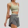 Juyitang combinação de cores anti-desfiamento conjunto falso de duas peças para fitness e esportes shorts conjunto de roupas de yoga nu