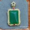Colgante de Hebilla de Paz con Incrustaciones de Crisoprasa Imperial Verde Tipo Hielo para Mujer, Buda Sonriente Buda Maitreya Dios de la Riqueza Colgante de Jade