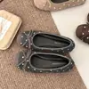 Zapatos Planos de Punta Cuadrada para Mujer Otoño Zapatos de Ballet Moño Boca Baja Mocasines Nuevo Retro Lunares 2026 Negro