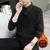 Suéter Camisa Falso de Dos Piezas para Hombre de Manga Larga Resistente a las Manchas Empalmado Casual Cuello Falso Camisa Interior Forro Polar Cálido