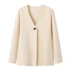 AliExpress Transfronterizo en stock Otoño Moda Estilo Europeo y Americano Mujeres Ligeramente Maduras Estilo Tejido Chaqueta Cardigan con Cuello en V Chaqueta