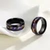 Anel Popular Transfronteiriço 8mm Aço Inoxidável Ametista Mais Folha de Ouro para Mulheres Estilo Punk Ins Popular Europeu e Americano Venda Quente Atacado