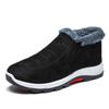 Sapatos de algodão de meia-idade e idosos, forro de lã de inverno masculino, sapatos de pano antigo de Pequim, à prova d'água, antiderrapantes, quentes, botas de neve com sola macia