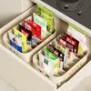 Caja de almacenamiento de escritorio, organizador de bocadillos, caja de almacenamiento, caja de almacenamiento compartimentada de plástico transparente multifuncional para cocina y sala de estar