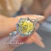 Entrada de moda Luxo Octogonal Rose Cut Pink Diamond Ring Simples All-match Fanta Color High Carbon Diamond Yellow Zircon Women's Ring Diamond Ring