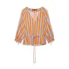 Venta al por mayor Otoño 2026 Nuevo Estilo Europeo Ropa de Mujer Manga Larga Cinturón Delgado Camisa Rayada 26531