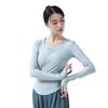 Ropa de danza de dedos de punto de manga larga de danza moderna, ropa de entrenamiento corporal de ajuste ceñido, top de examen de arte para estudiantes de danza diario para mujer