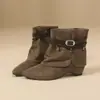 Botines de Tobillo Estilo Nuevo Viento Retro Americano para Mujer Rad Punta Fina 2026 Botas de Moda Versátiles Wasteland Hebilla Slip-on Otoño Invierno