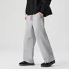 Pantalones de chándal grises de alta gama para hombre, holgados, estilo 'old money' para otoño, modelo nuevo 2026, pantalones casuales rectos con retazos