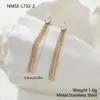 Brincos de franja com corrente de contas de zircônia em forma de gota, estilo aço inoxidável de luxo leve, best-seller transfronteiriço para mulheres, joias de design exclusivo para atacado