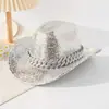 Estilo Punk Corrente de Strass Decoração Chapéu de Cowboy Ocidental Lantejoula Performance de Palco Festa Chapéu para Exterior Chapéu de Outono e Inverno