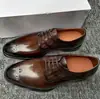 Zapatos de Cuero de Gama Alta para Hombre Piel Genuina Tallada Zapatos de Cuero para Traje Suela de Cuero Patrón de Cocodrilo Retro Zapatos de Cuero Formales de Negocios Zapatos de Boda para Hombre