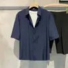 Camisa de Verano Nueva de Seda de Hielo de Manga Corta para Hombre, Camisa Fresca Holgada de Moda para Niños, Chaqueta Elegante y Versátil para Hombre