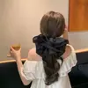Anillo para el Pelo de Organza Oversize de Doble Capa de Gasa Negro Francés Bola de Cola Baja Cuerda para el Pelo de Mujer
