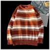 Inverno Novo Estilo Hong Kong Ins Suéter Listrado Masculino Estilo Coreano Estudante Tendência Solto Versátil Tricotado Tricô Jaqueta t