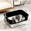 Nueva caja de arena para gatos de acero inoxidable, caja de arena abierta para gatos con bordes altos profundizados, inodoro para gatos semi-cerrado extragrande
