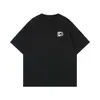Camiseta Casual Masculina de Manga Curta com Pintura Criativa Salpicada, Corte Solto Moderno, Bordas Desfiadas Tendência, Estilo Vintage, Camiseta de Manga Meia-Manga 100% Algodão