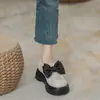 Sapatos Loafer de Solado Grosso para Mulheres 2025 Novo Estilo Sapatos de Calçar Estilo Preppy Sapatos Pequenos de Couro Sapatos Femininos de Primavera e Outono Tamanho Pequeno